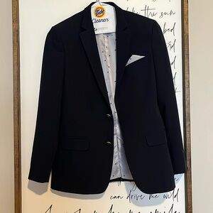 Tommy Hilfiger Boy's 14 Navy Blue Bronze Gold 2-Button Blazer Jacket Sport Coat